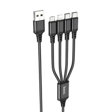 Cablu 4in1 USB-A catre 2 x Type-C, Lightning, Micro-USB, 1 metru