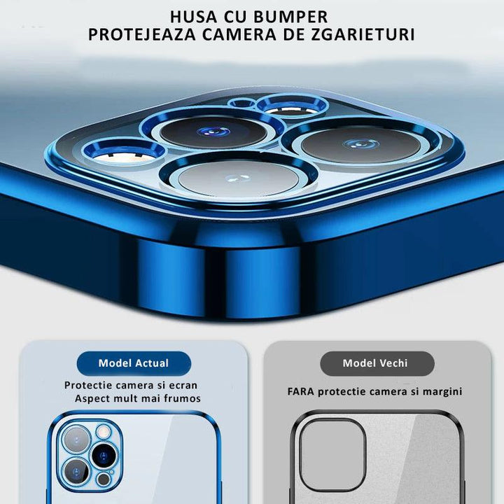 Husa Transparenta cu Bumper Colorat pentru iPhone - Printery