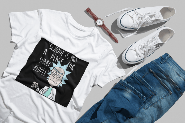 Tricou Rick and Morty, School Is Not A Place For Smart People - Printery