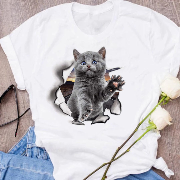 Tricou Cat Lover, Play with Me, Alb - Printery