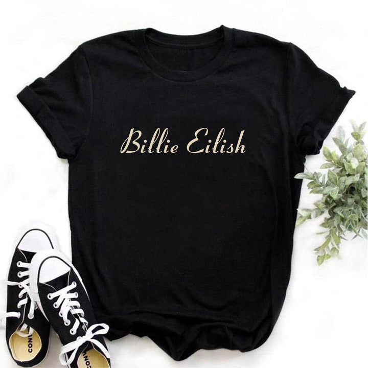 Tricou Billie Eilish, Gold Logo, Negru - Printery