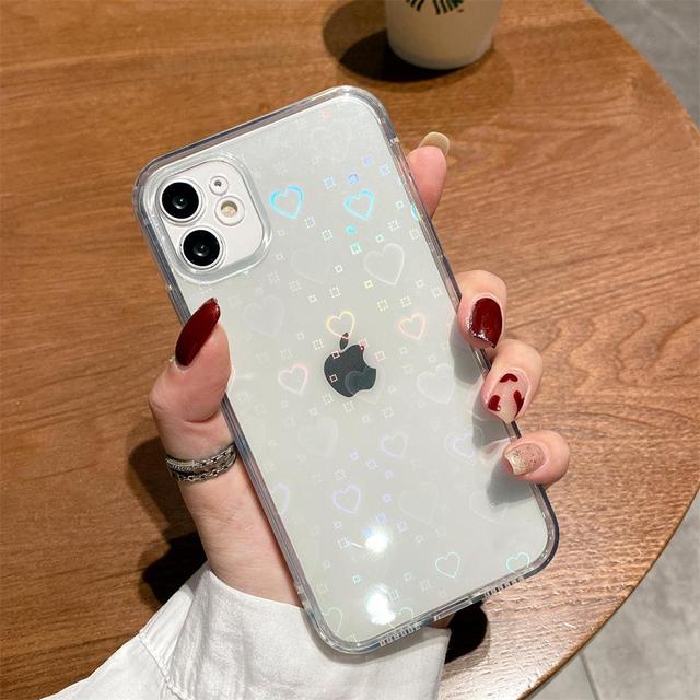 Husa Transparenta pentru iPhone cu Inimi Efect 3D