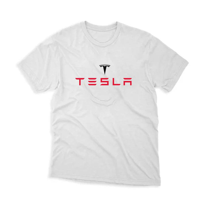 Tricou Tech, Tesla Logo, Alb - Printery