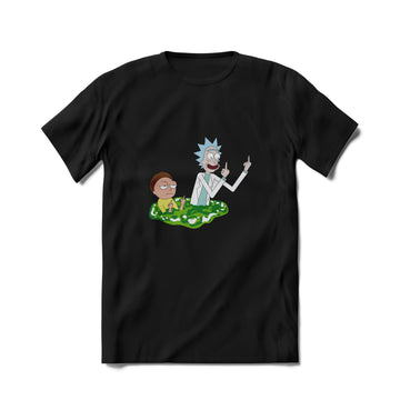 Tricou Rick and Morty, We Don't Care, Negru - Printery