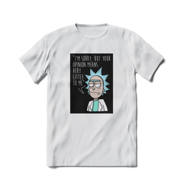 Tricou Rick and Morty, Your Opinion Means Very Little to Me, Alb - Printery