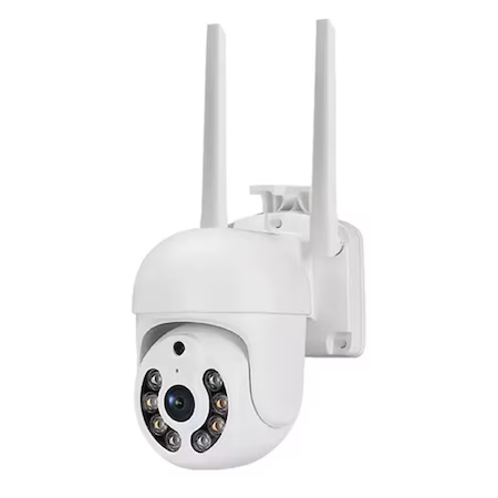 Камера за наблюдение 4MP, WiFI, FULL HD на открито/вътре, телефонна връзка, цвят за нощно виждане, аларма, водоустойчивост, сензор за движение, бял